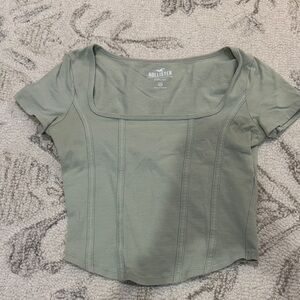 Hollister Women's Olive Square Neck Crop Top